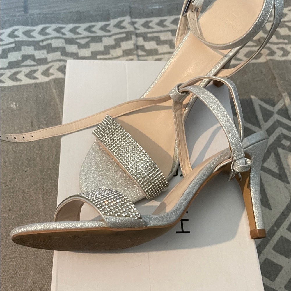 Halston Heritage Silver Rhinestone Heels
